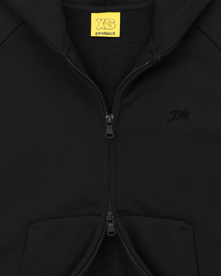 BLACK DAY2DAY ZIP-UP HOODIE