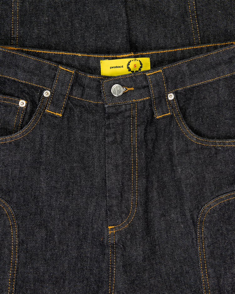 RAW BLACK PANEL DENIM