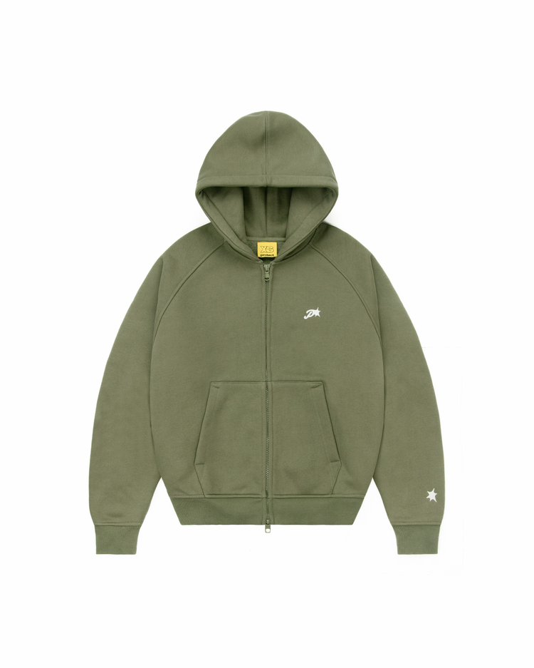 OLIVE DAY2DAY ZIP-UP HOODIE