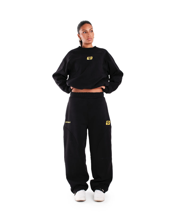 BLACK PANEL SPORT SWEATS