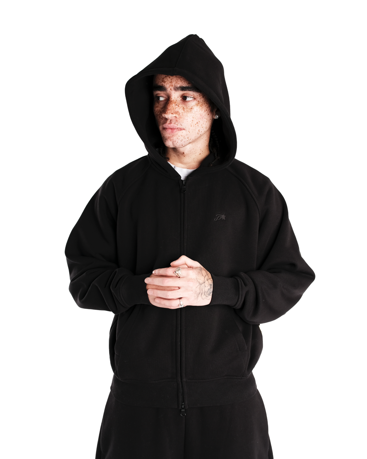 BLACK DAY2DAY ZIP-UP HOODIE