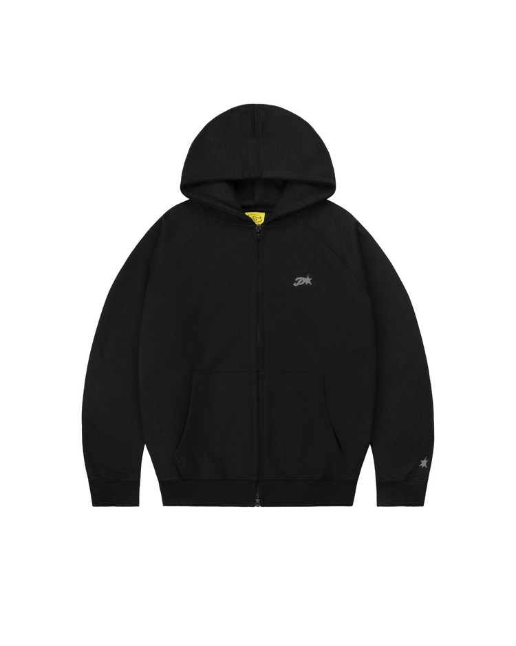 BLACK DAY2DAY ZIP-UP HOODIE