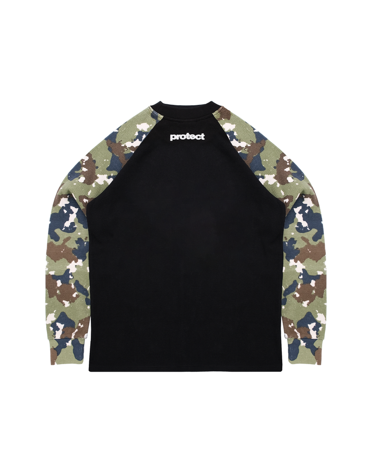 BLACK CAMO WAFFLE LONG SLEEVE