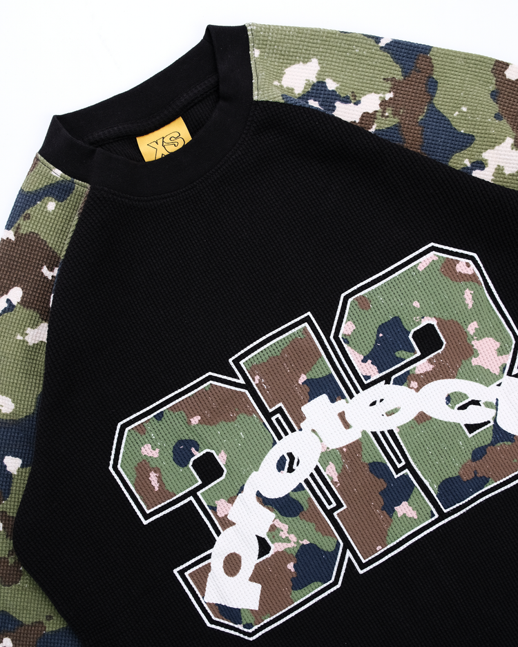 BLACK CAMO WAFFLE LONG SLEEVE