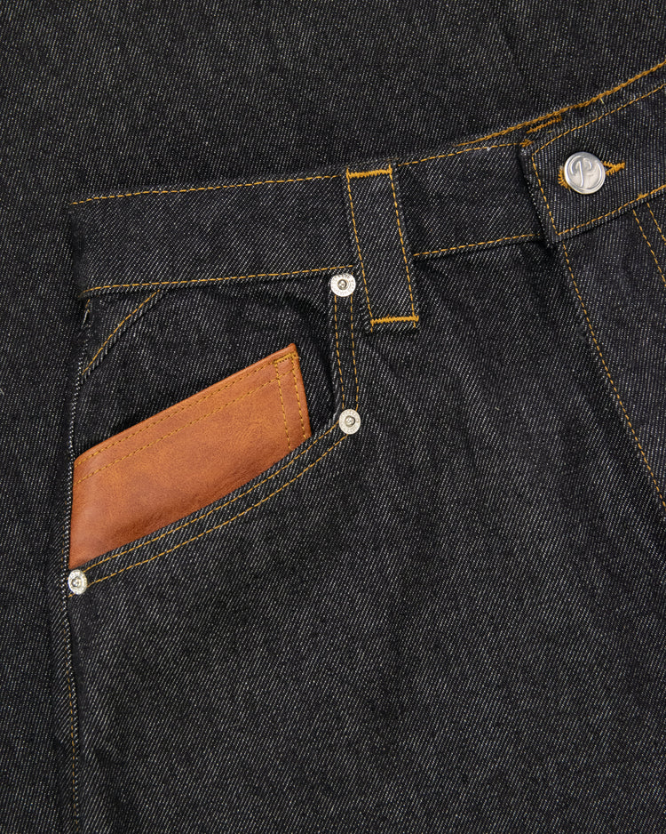 LEATHER POCKET DENIM