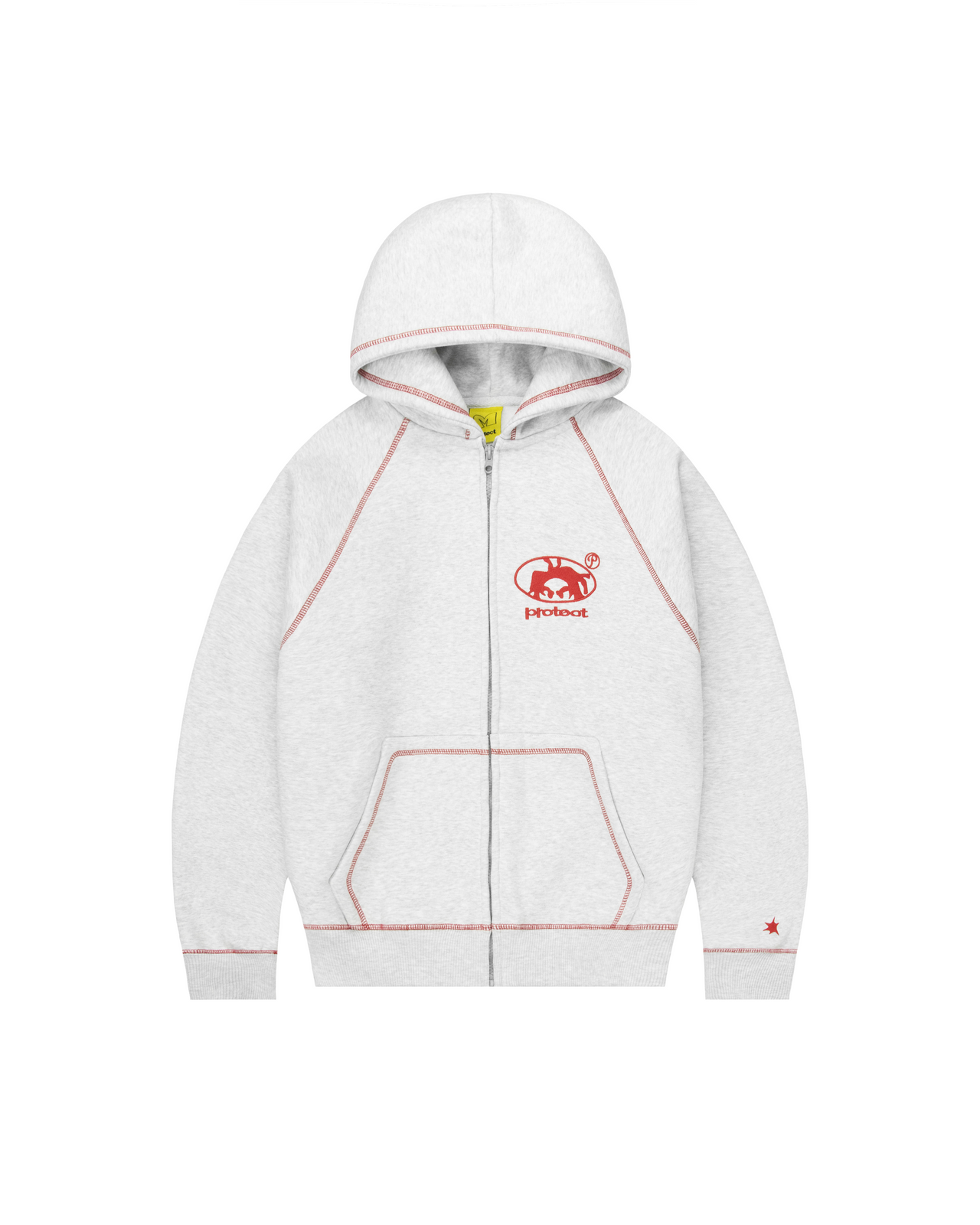 GREY/RED BRUDDA ZIP-UP HOODIE