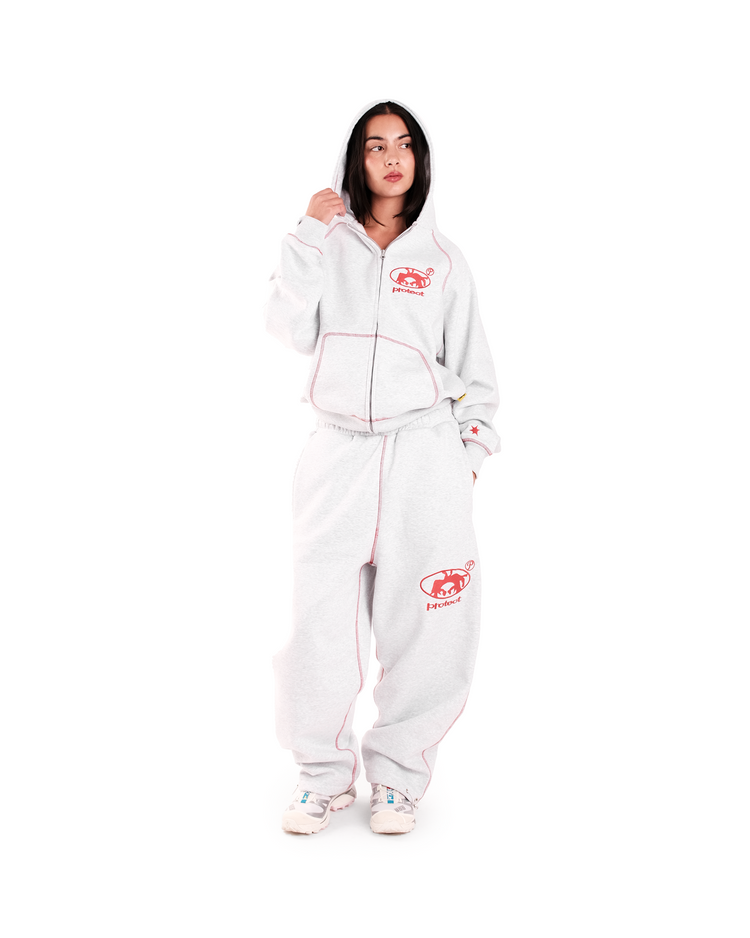 GREY/RED BRUDDA ZIP-UP HOODIE