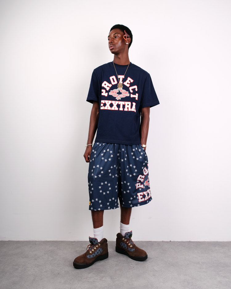 NAVY EXXTRA MESH SHORTS
